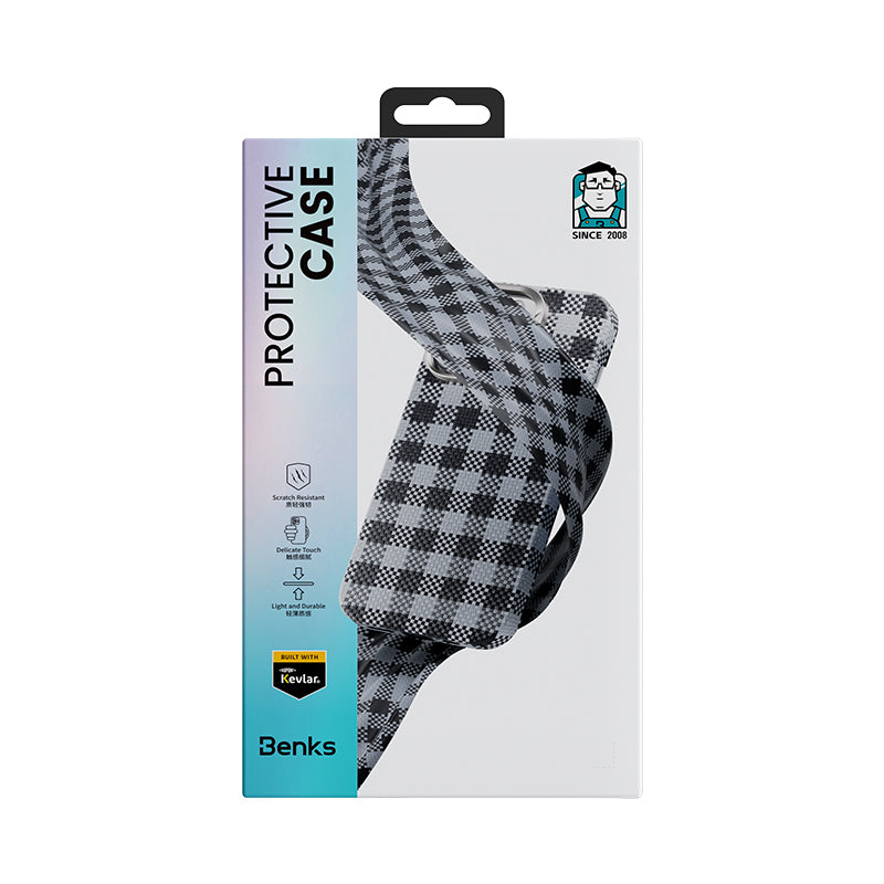 Benks ArmorVichy iPhone 16 Pro Magsafe Ekose Tasarımlı Kevlar Kılıf Benks ArmorVichy iPhone 16 Pro Magsafe Ekose Tasarımlı Kevlar Kılıf